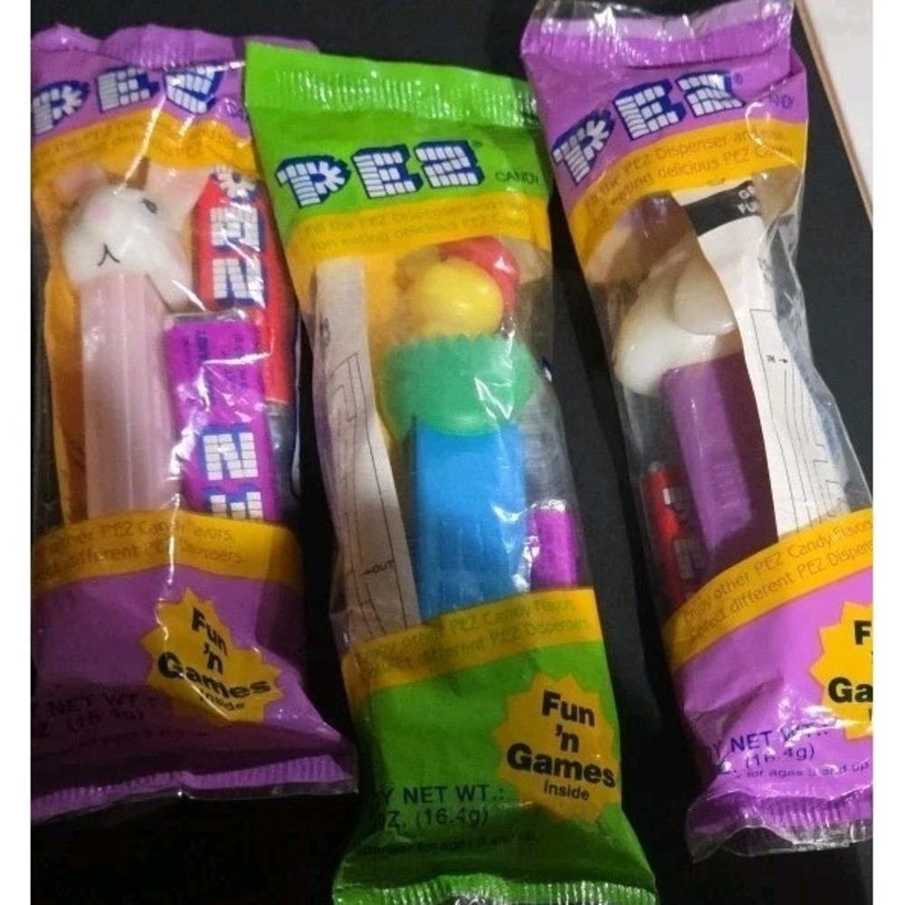 VTG Easter Pez Dispensers  Lot of 3 -  Bunny,Lamb, & Chick In Original Packing